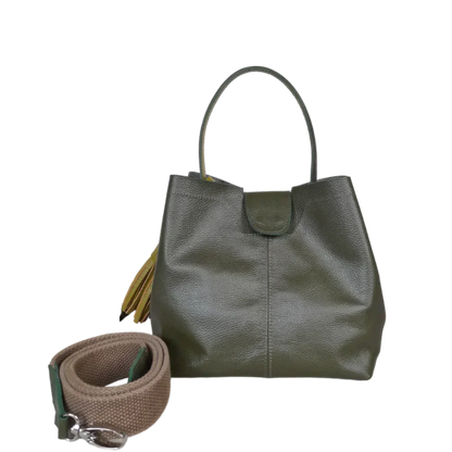 Bolso de mano de cuero verde oliva para damas Lucia Kleine