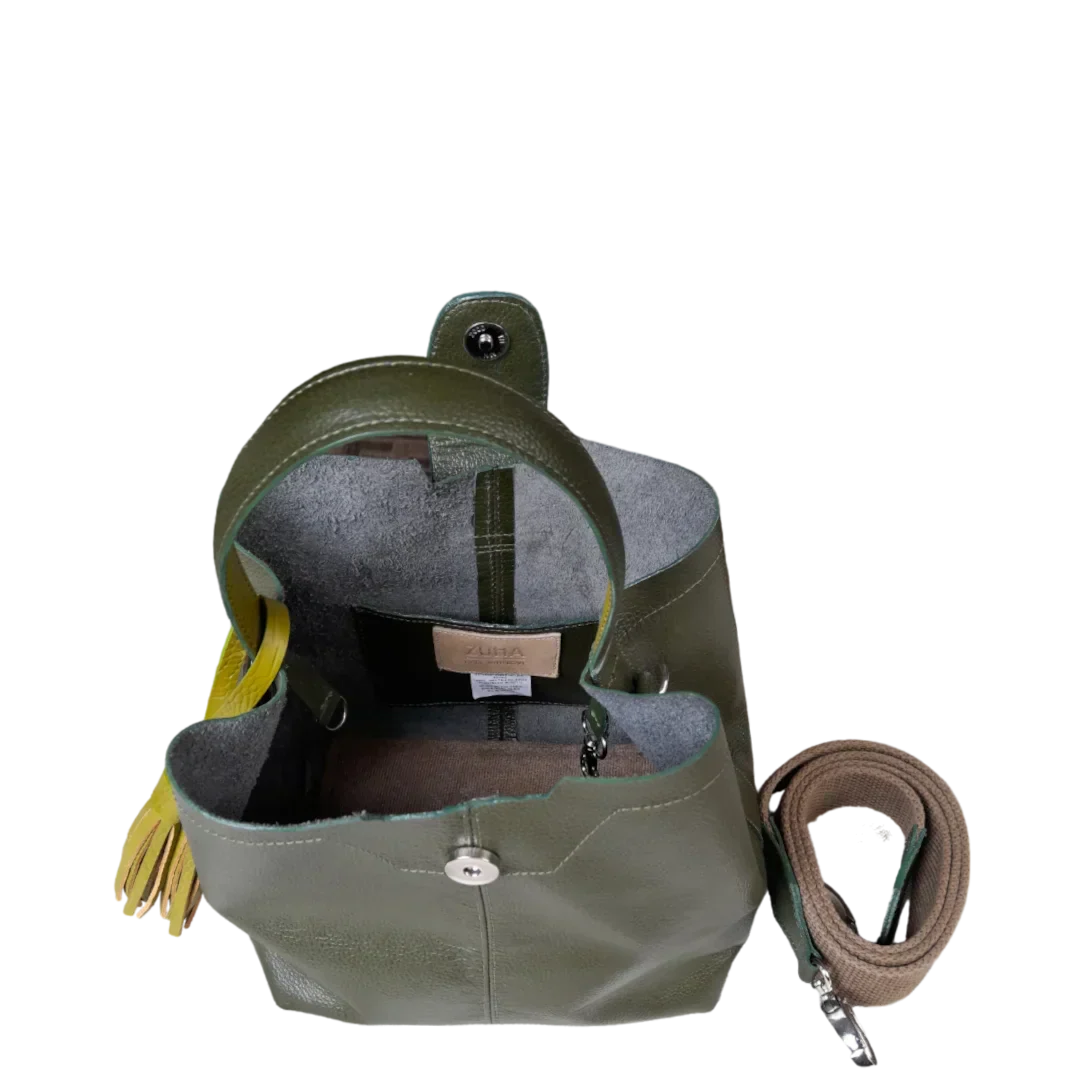 Bolso de mano de cuero verde oliva para damas Lucia Kleine