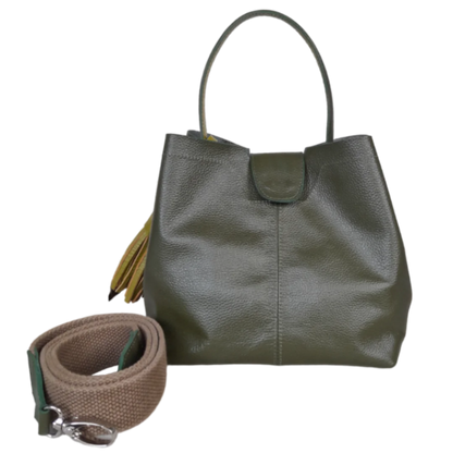 Camila Große Bolso de cuero verde oliva para damas