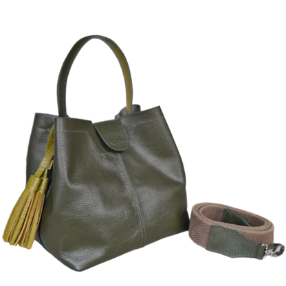 Camila Große Bolso de cuero verde oliva para damas