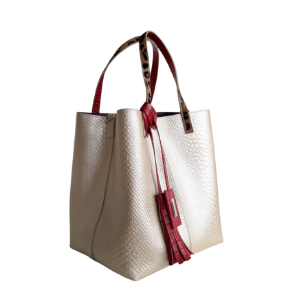 Bolso de mano Giulia Anaconda para mujer en oro-peltre