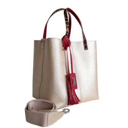 Bolso de mano Giulia Anaconda para mujer en oro-peltre