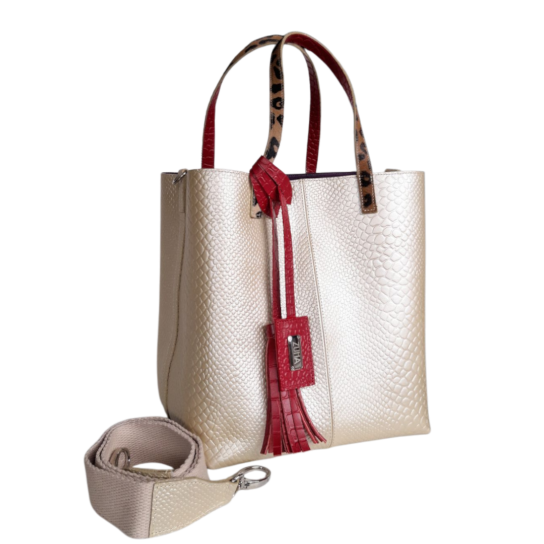Bolso de mano Giulia Anaconda para mujer en oro-peltre