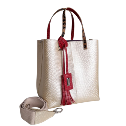 Bolso de mano Giulia Anaconda para mujer en oro-peltre