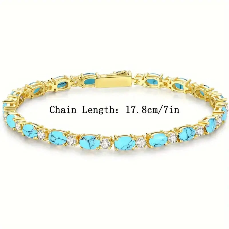 Pulsera de Piedra Turquesa Natural | Oro