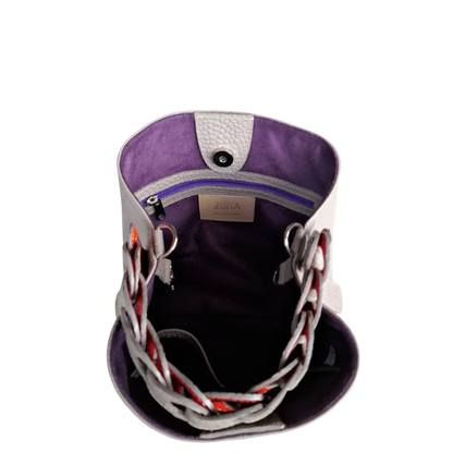 Bolso de mano de cuero Simona Kleine para damas en diseño de reptil en taupe
