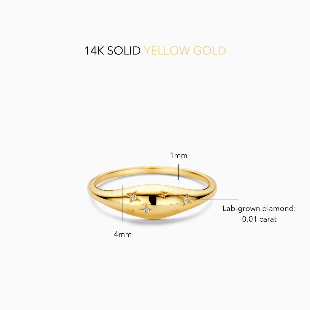 Anillo con diamante en cúpula | Oro