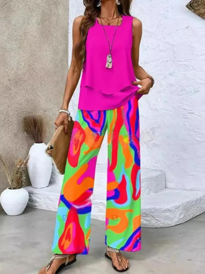 Ovelynra™ | Top sin mangas y pantalones anchos