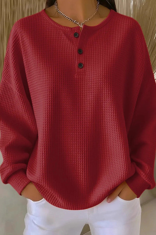 Aurelie | Henley Shirt with Waffle Structure