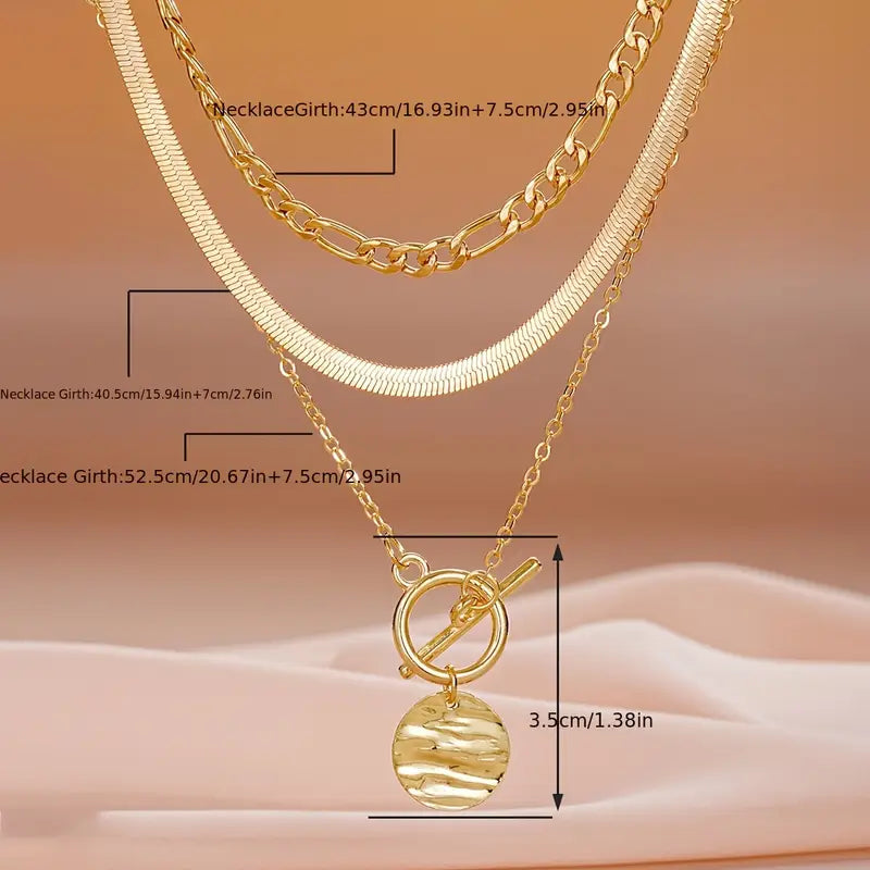 Collar de capas con monedas texturizadas Savira | Oro