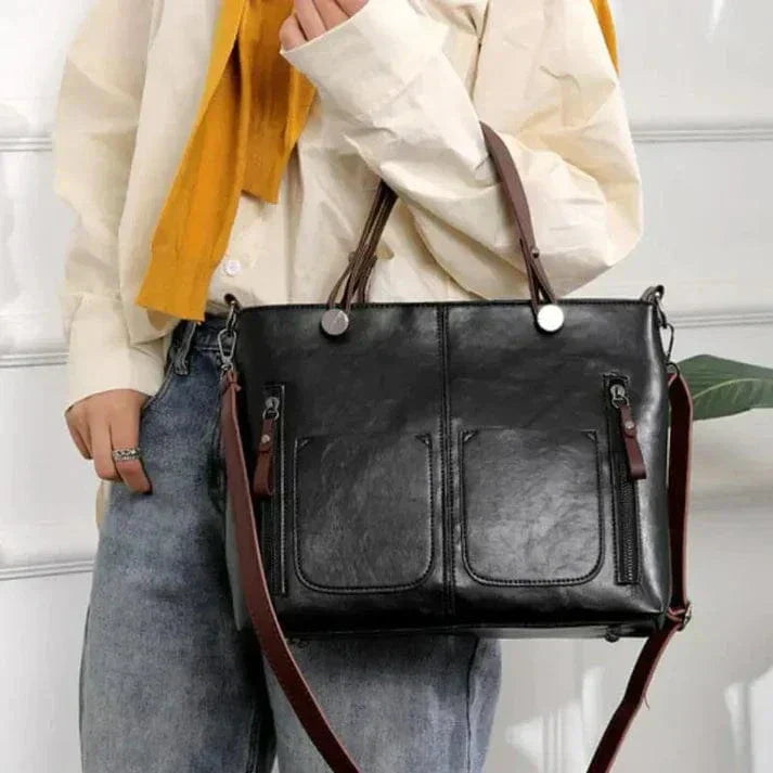 Bolso de hombro de cuero vintage elegante