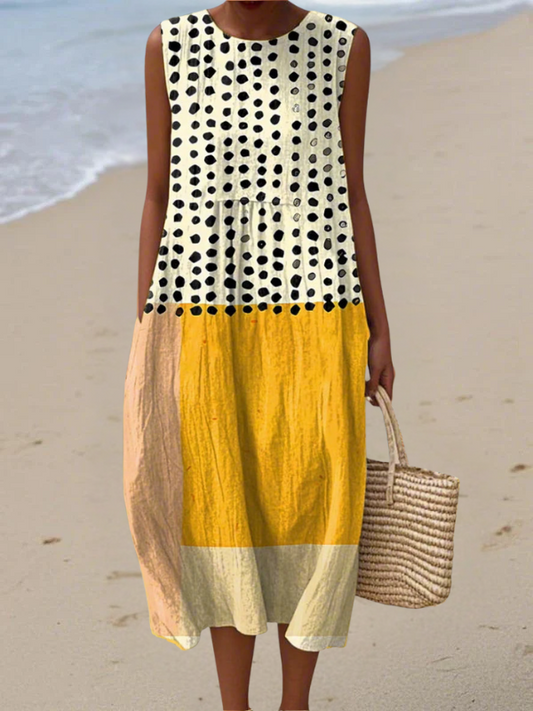 Leah | Vestido Midi a Rayas de Lunares