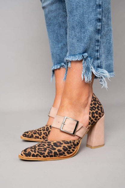 Selveta | Sandalias de ante leopardo con tacón estable