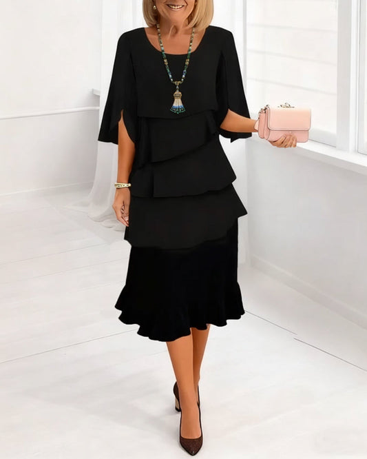 Charlotte™ | Elegant Split-Sleeve Midi Dress