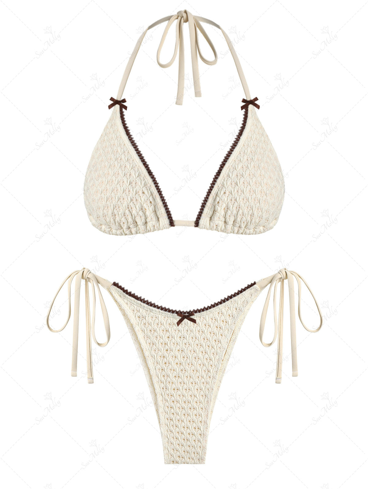 Salma | Conjunto de bikini de triángulo con lazo vintage