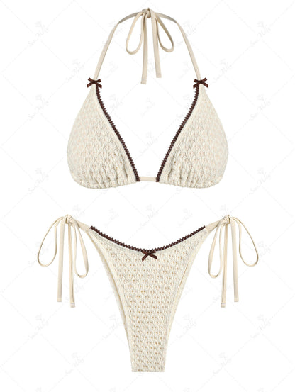 Salma | Conjunto de bikini de triángulo con lazo vintage
