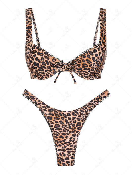 Chloe | Conjunto de bikini de pierna alta con aros