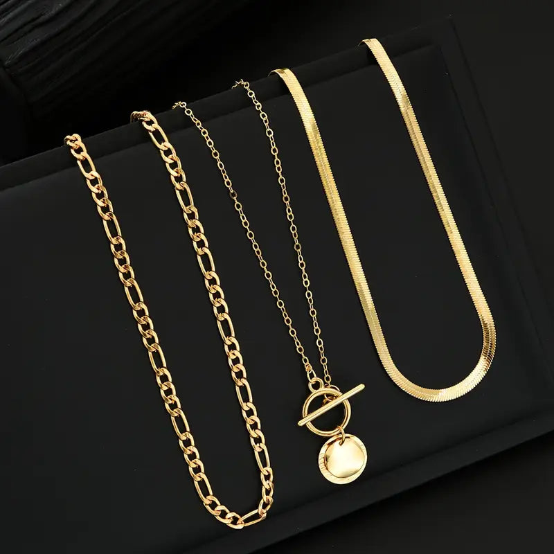 Collar de capas con monedas texturizadas Savira | Oro