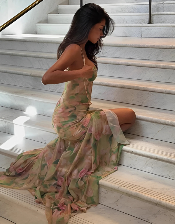 Fiorellina | Vestido maxi con corsé y estampado floral romántico