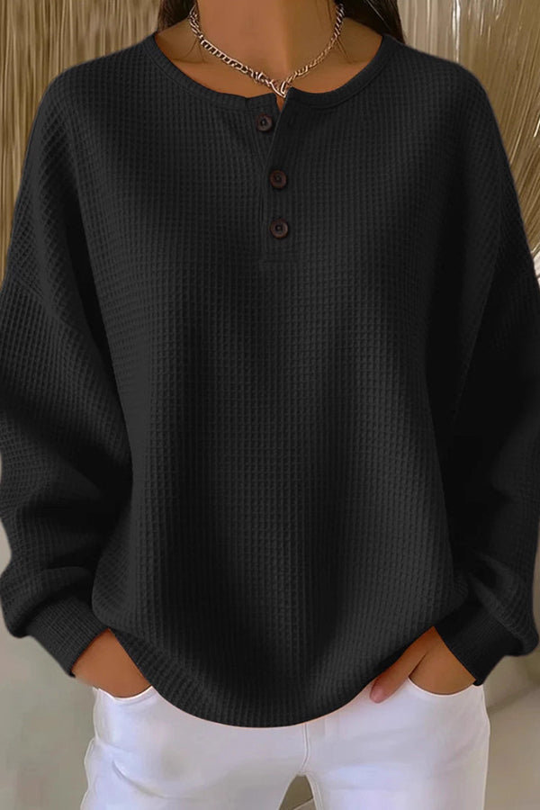 Aurelie | Henley Shirt with Waffle Structure