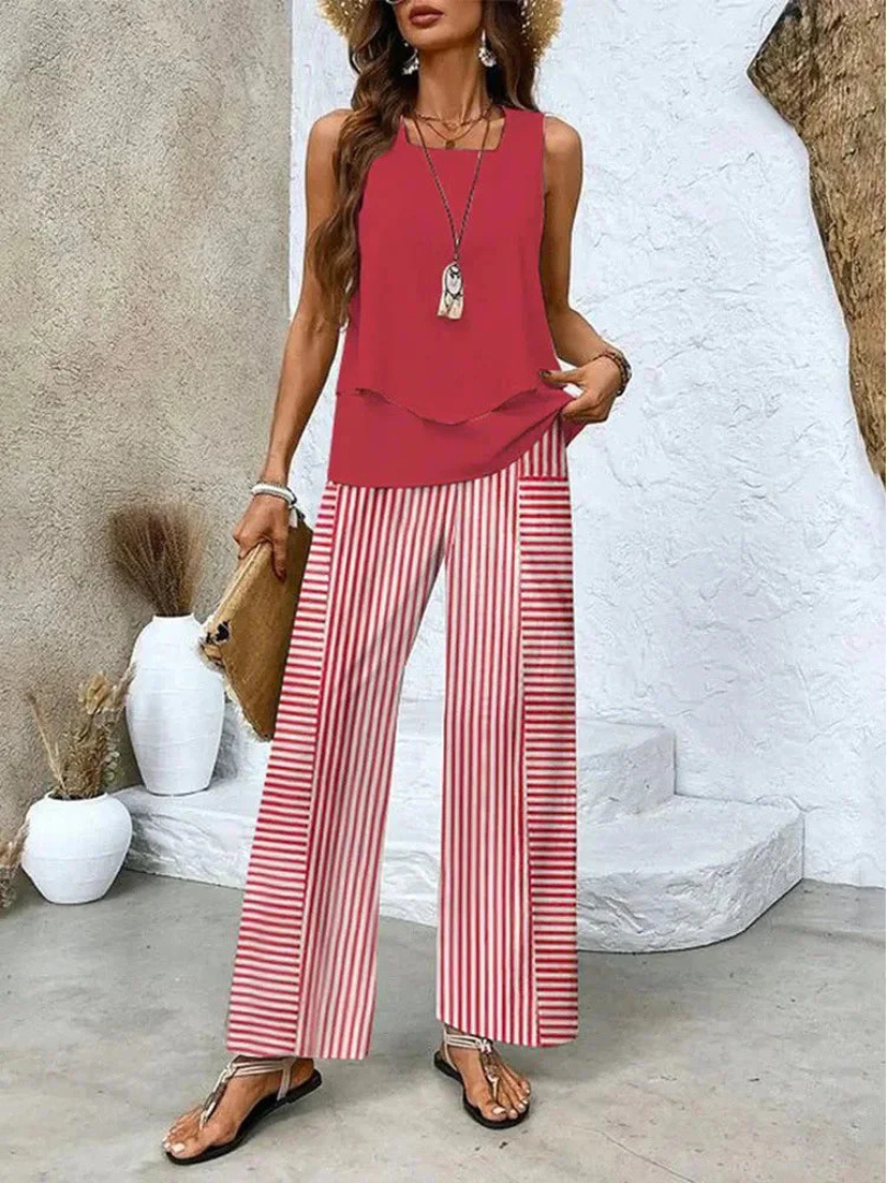 Ovelynra™ | Top sin mangas y pantalones anchos