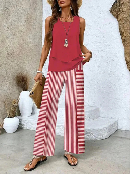 Ovelynra™ | Top sin mangas y pantalones anchos