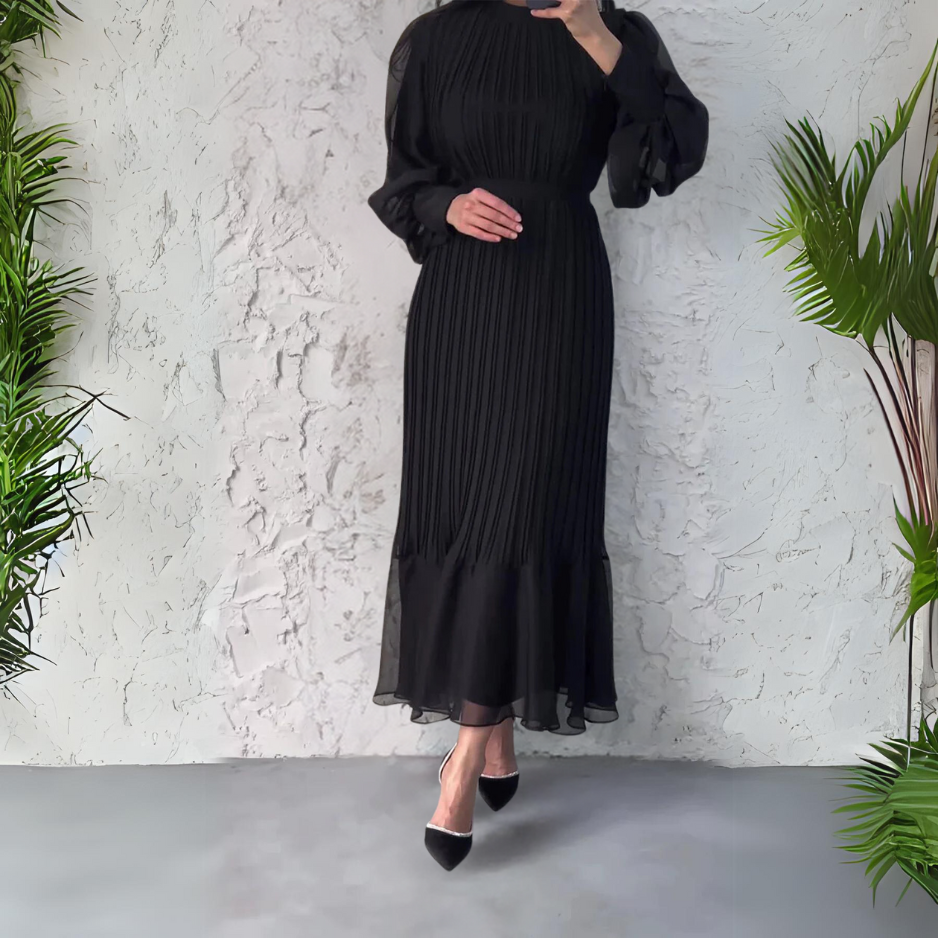 Cami - Chic French Autumn Mesh-Accented Evening Gown