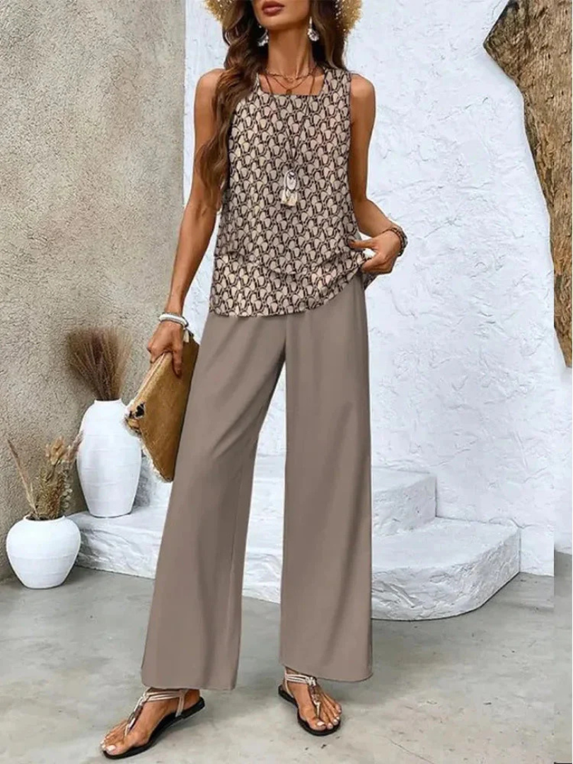 Ovelynra™ | Top sin mangas y pantalones anchos