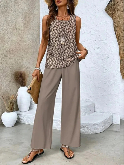 Ovelynra™ | Top sin mangas y pantalones anchos