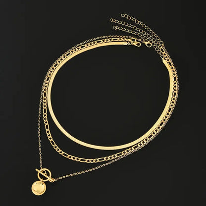 Collar de capas con monedas texturizadas Savira | Oro