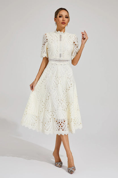 Leigh - Elegant Lace Midi Dress