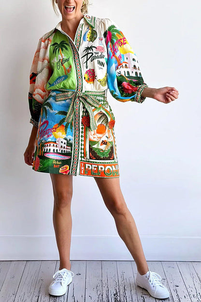 Kim - Belted Pocket Shirt Mini Dress