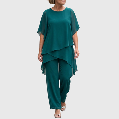 Linda | Conjunto de pantalones palazzo drapeados