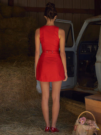 Eva | Vestido corto sin mangas con botones delanteros