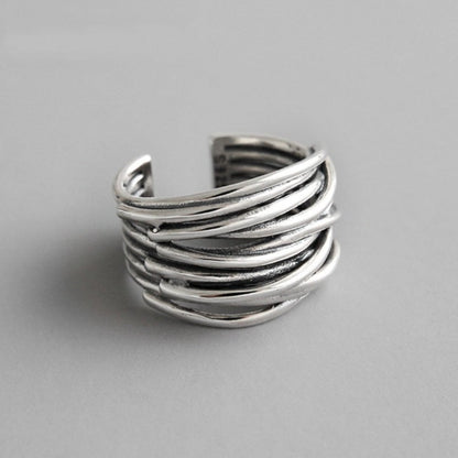 Anillo Ajustable de Plata en Capas