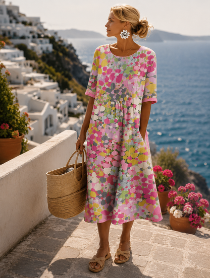 Elena | Vestido midi floral ligero y fluido