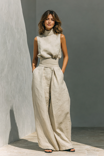 Maria | Conjunto de top minimalista y pantalones anchos