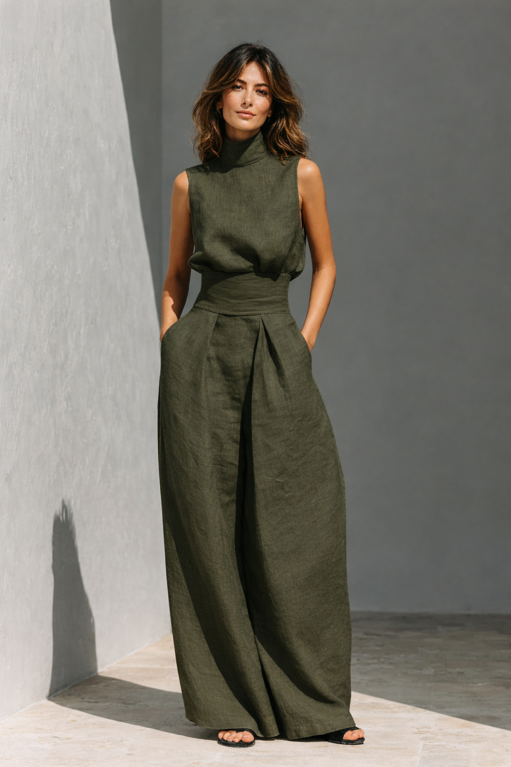 Maria | Conjunto de top minimalista y pantalones anchos