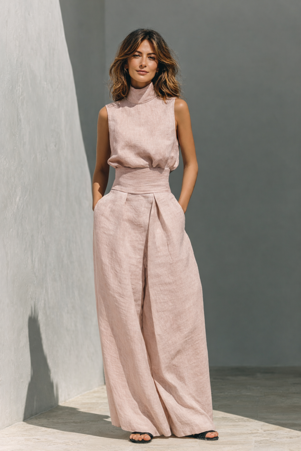 Maria | Conjunto de top minimalista y pantalones anchos