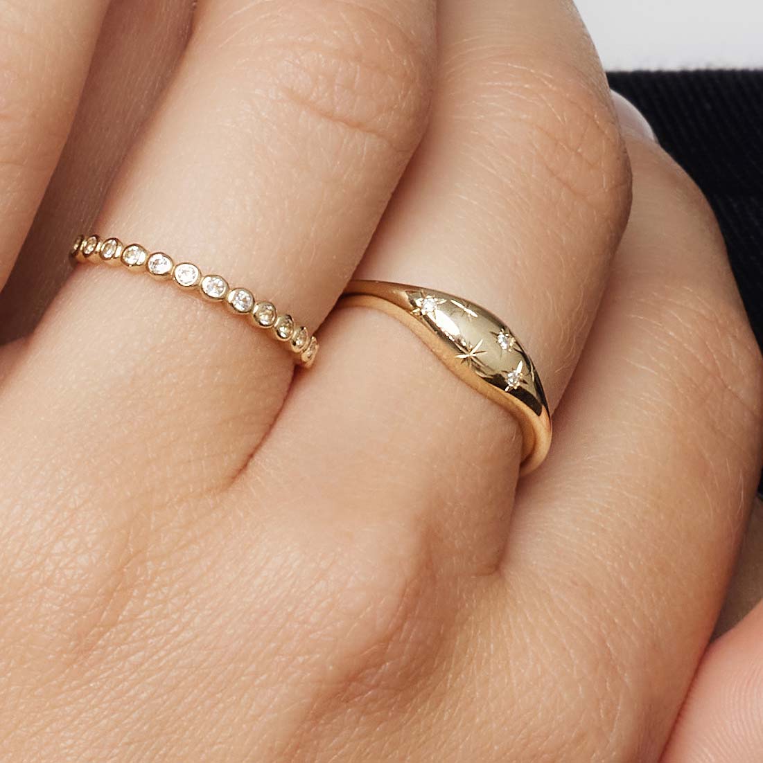 Anillo con diamante en cúpula | Oro