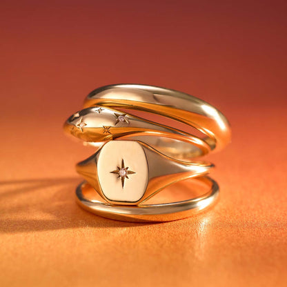 Anillo con diamante en cúpula | Oro