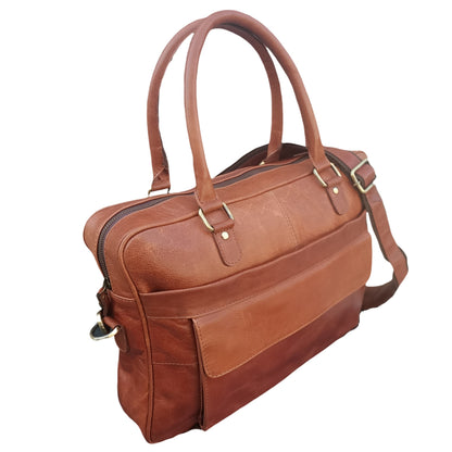 Bolso de cuero marrón para ordenador