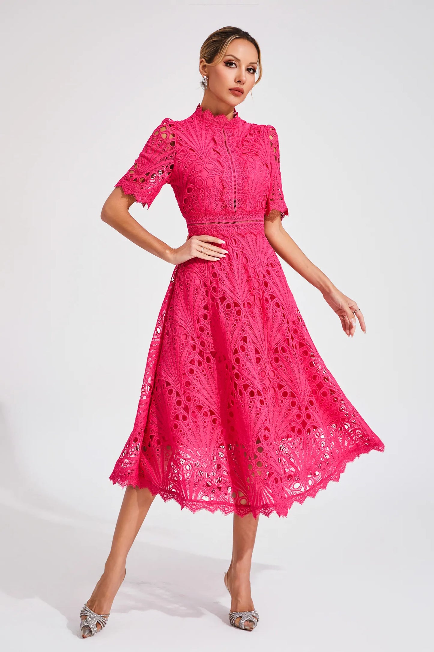 Leigh - Elegant Lace Midi Dress