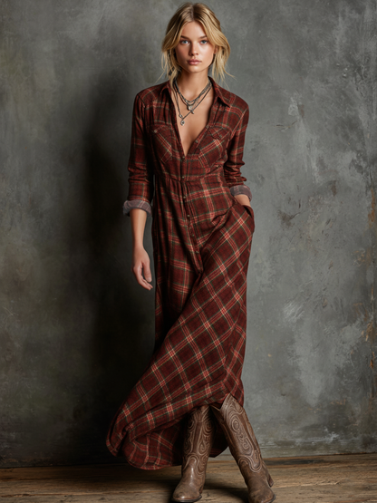 AILENE | VESTIDO CAMISERO CLÁSICO DE CUADROS VERDES