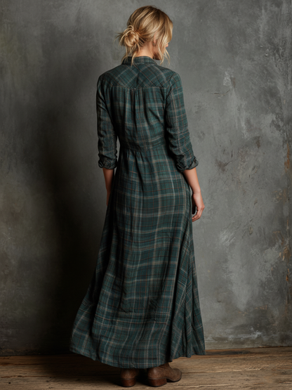 AILENE | VESTIDO CAMISERO CLÁSICO DE CUADROS VERDES