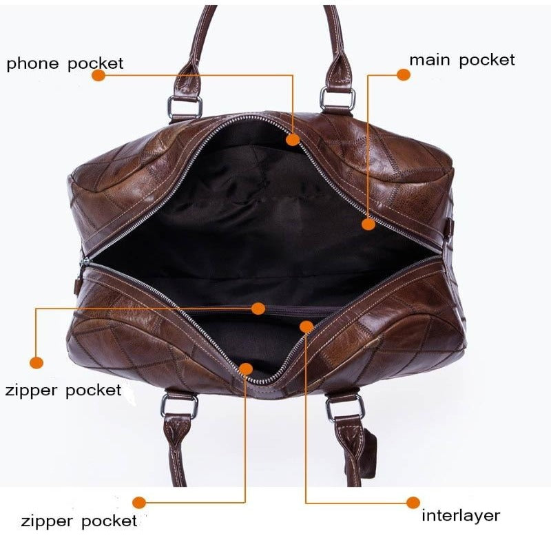 Bolso de Viaje Unisex de Cuero Suave Auténtico
