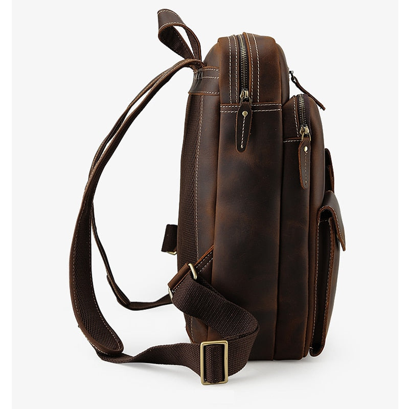 Gran mochila vintage de cuero para hombres