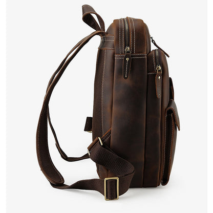 Gran mochila vintage de cuero para hombres