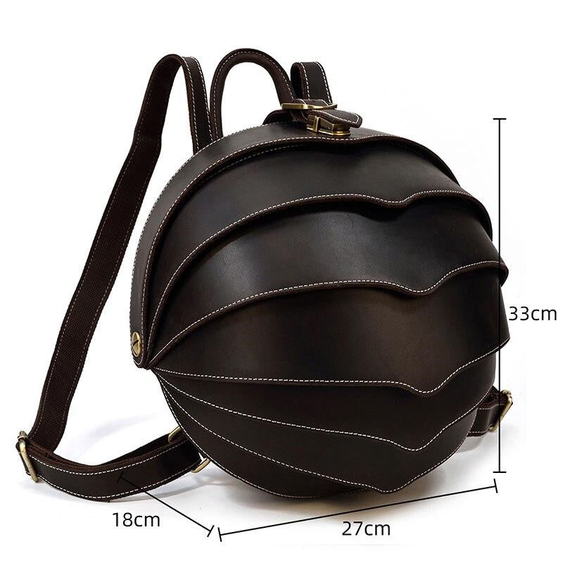 Mochila de cuero estilo escarabajo para damas