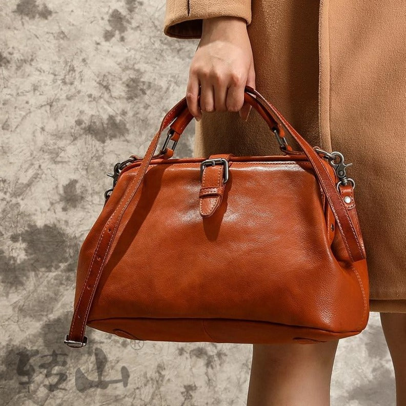 Bolso de hombro de cuero auténtico para damas